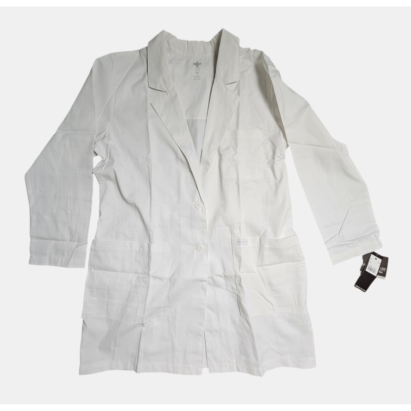 Med Couture Profession Long Lab Coat 34" Womens 16 White Poly Cotton 6454 Nwt